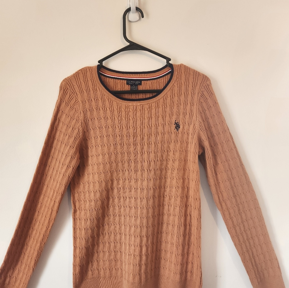 U.S. Polo Assn. Womens CableKnit Sweater Size L Color orange - Great Condition